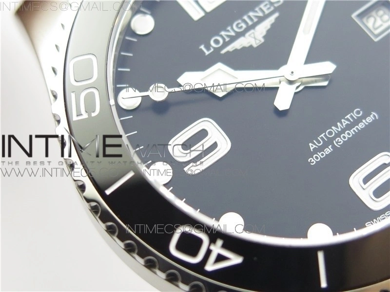 Conquest L3.840.4.56.6 Real Ceramic Bezel SS ZF 1:1 Best Edition Black dial On Rubber Strap A2824